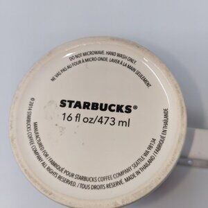 Starbucks 16 Oz Red & Gold Brushstroke Ceramic Mug Hand Wash Only